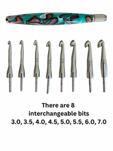 Load image into Gallery viewer, Crochet Handle &amp; Hook Set (Extra Long) - New Turquoise Moon
