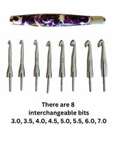 Load image into Gallery viewer, Crochet Handle &amp; Hook Set - Iris (Short for pencil grippers)
