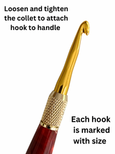 Load image into Gallery viewer, Crochet Handle &amp; Hook Set (Extra Long) - Cherry Cordial (Christmas)
