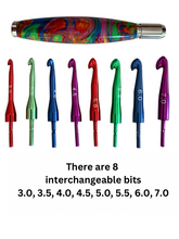 Load image into Gallery viewer, Crochet Handle &amp; Hook Set - Rainbow 1
