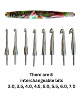 Load image into Gallery viewer, Crochet Handle &amp; Hook Set (Extra Long) - Electric Forest
