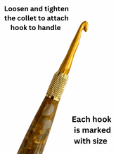 Load image into Gallery viewer, Crochet Handle &amp; Hook Set (Extra Long) - Goldie
