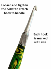 Load image into Gallery viewer, Crochet Handle &amp; Hook Set (Extra Long) - Radioactive
