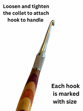 Load image into Gallery viewer, Crochet Handle &amp; Hook Set (Extra Long) - Mixed Woods
