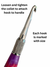 Load image into Gallery viewer, Crochet Handle &amp; Hook Set (Extra Long) - Purple Passion
