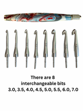 Load image into Gallery viewer, Crochet Handle &amp; Hook Set (Extra Long) - Shark Attack
