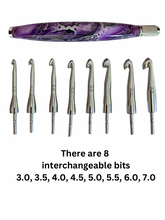 Load image into Gallery viewer, Crochet Handle &amp; Hook Set (Extra Long) - Purple Passion
