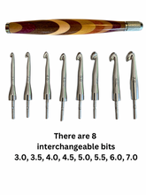 Load image into Gallery viewer, Crochet Handle &amp; Hook Set (Extra Long) - Mixed Woods
