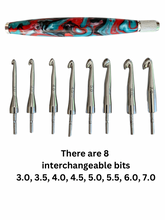 Load image into Gallery viewer, Crochet Handle &amp; Hook Set (Extra Long) - Fire &amp; Ice
