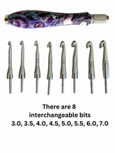 Load image into Gallery viewer, Crochet Handle &amp; Hook Set - Wonkaberry (Short for pencil grippers)
