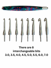 Load image into Gallery viewer, Crochet Handle &amp; Hook Set (Extra Long) - Crushed Velvet
