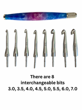 Load image into Gallery viewer, Crochet Handle &amp; Hook Set (Extra Long) - Blueberry Burst
