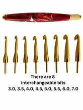 Load image into Gallery viewer, Crochet Handle &amp; Hook Set (Extra Long) - Cherry Cordial (Christmas)
