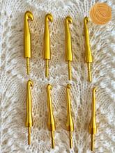 Load image into Gallery viewer, Crochet Handle &amp; Hook Set (Extra Long) - Box Elder Burl - Yellow
