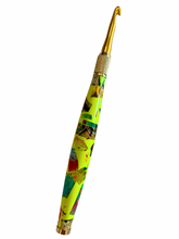 Load image into Gallery viewer, Crochet Handle &amp; Hook Set (Extra Long) - NEON Mosaic Explosion Yellow
