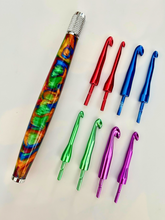 Load image into Gallery viewer, Crochet Handle &amp; Hook Set (Extra Long) - Tie Dye
