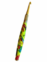 Load image into Gallery viewer, Crochet Handle &amp; Hook Set (Extra Long) - NEON Mosaic Explosion Yellow
