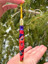 Load image into Gallery viewer, Crochet Handle &amp; Hook Set (Extra Long) - San Salvatore RED Mosaic Explosion
