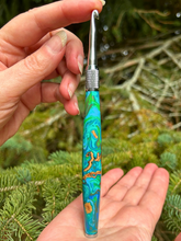 Load image into Gallery viewer, Crochet Handle &amp; Hook Set (Extra Long) - Turquoise Speciality Walnut Shells
