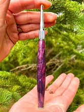 Load image into Gallery viewer, Crochet Handle &amp; Hook Set (Extra Long) - Amethyst Stardust - GLITTER FILLED
