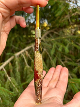 Load image into Gallery viewer, Crochet Handle &amp; Hook Set (Extra Long) - Flower &amp; Feather Speciality Piece (Fall Days)
