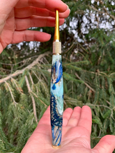 Load image into Gallery viewer, Crochet Handle &amp; Hook Set (Extra Long) - Flower and Feather Speciality Piece “Mystic Meadow”
