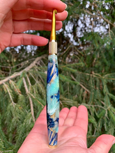 Load image into Gallery viewer, Crochet Handle &amp; Hook Set (Extra Long) - Flower and Feather Speciality Piece “Mystic Meadow”
