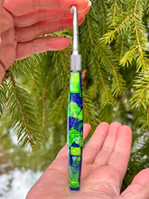 Load image into Gallery viewer, Crochet Handle &amp; Hook Set (Extra Long) - Alien Orbit Mosaic Explosion
