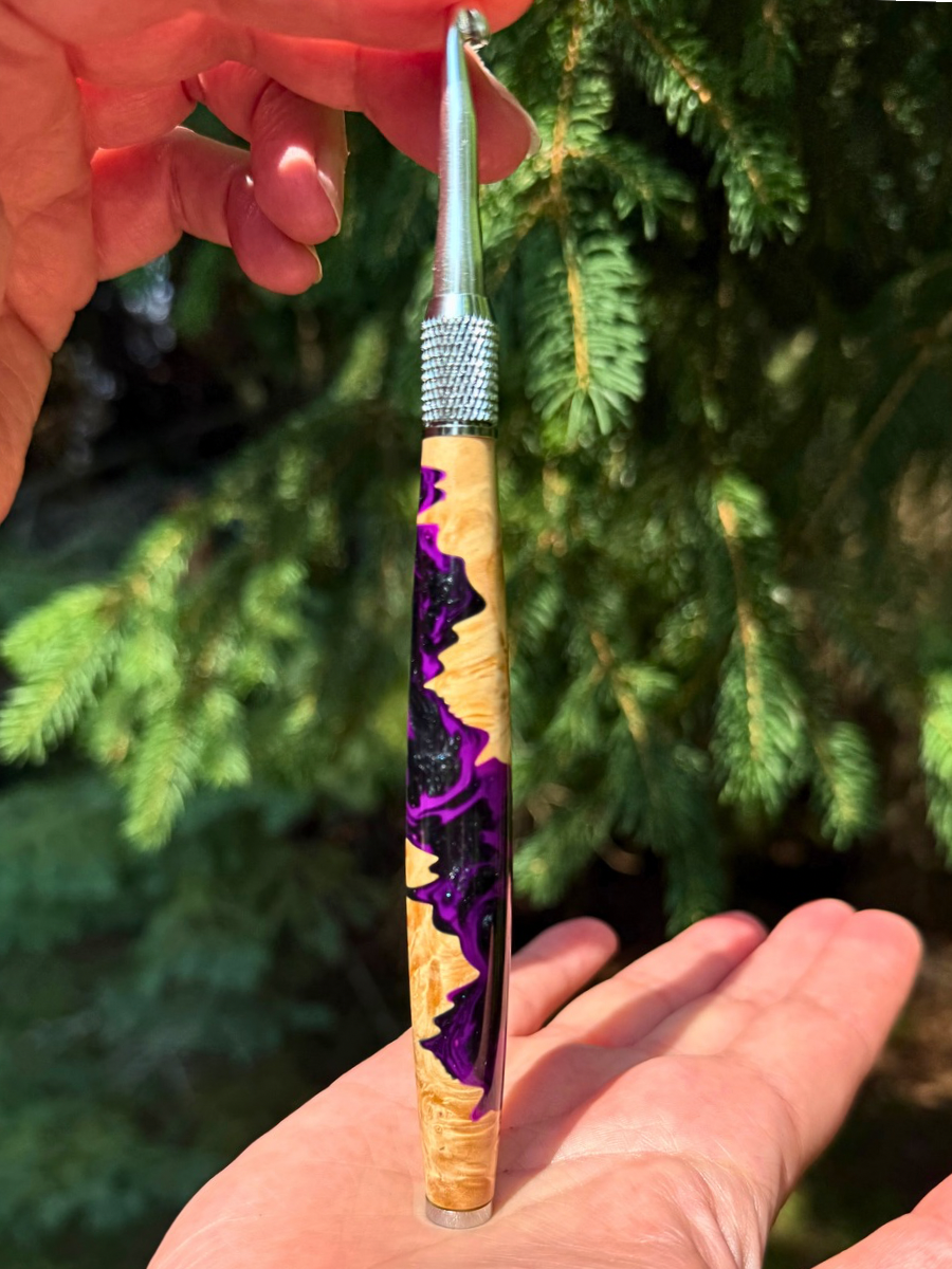 Crochet Handle & Hook Set (Extra Long) - Obsidian Violet