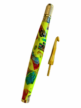 Load image into Gallery viewer, Crochet Handle &amp; Hook Set (Extra Long) - NEON Mosaic Explosion Yellow
