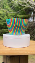 Load and play video in Gallery viewer, Crochet &amp; Knit Wooden Storage Bowl - Rainbow
