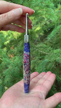 Load and play video in Gallery viewer, Crochet Handle &amp; Hook Set (Extra Long) - Cornflower “Fireworks” Speciality (Real Flowers)
