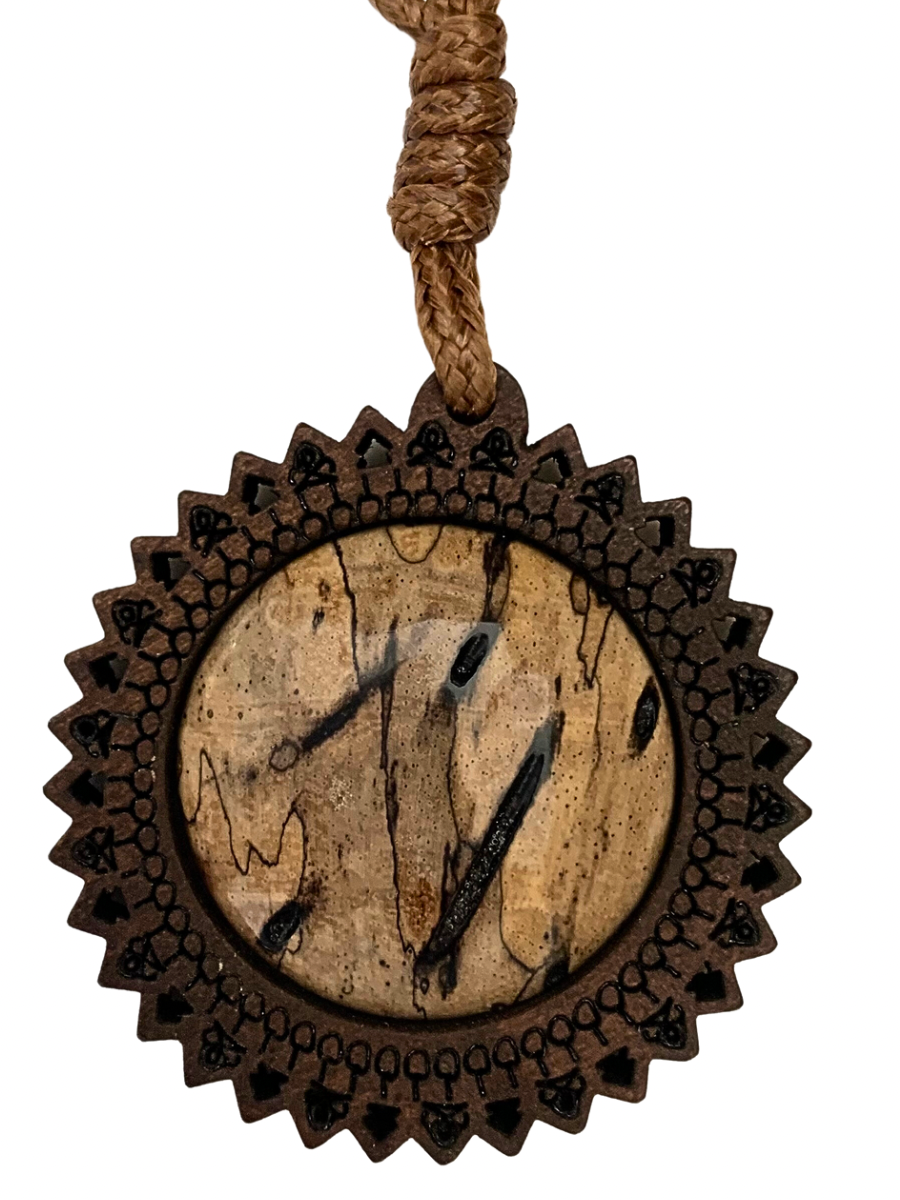 Pendant (WOOD) on Corded Necklace - Spalted Tamarind