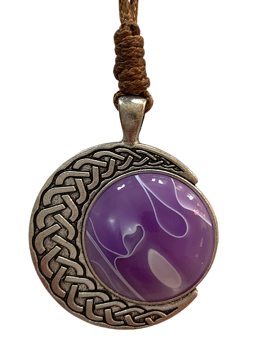 Pendant on Corded Necklace - Lilac Pearl