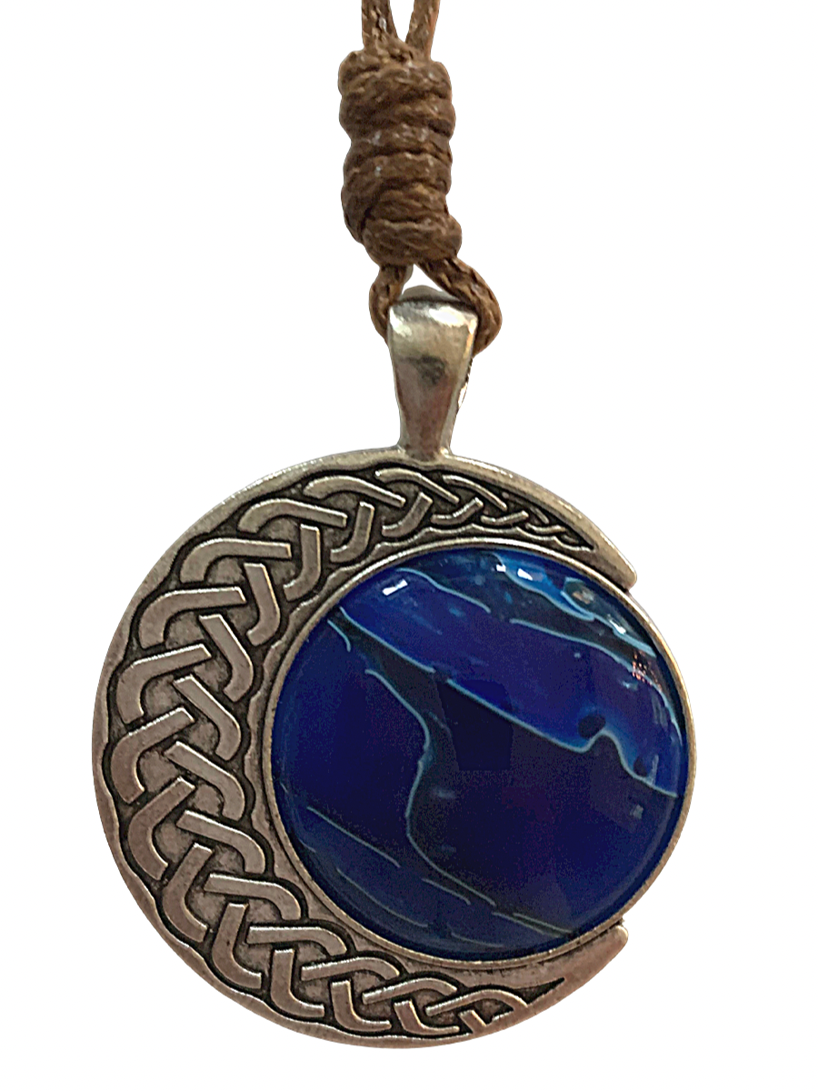 Pendant on Corded Necklace - Blue Lagoon