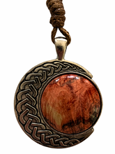 Load image into Gallery viewer, Pendant on Corded Necklace - Red Dyed Buckeye Burl
