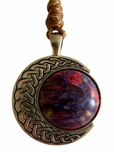 Load image into Gallery viewer, Pendant on Corded Necklace - Purple /Pink Box Elder Burl
