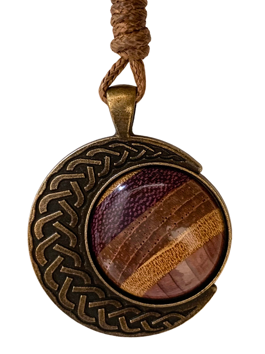 Pendant on Corded Necklace - Mixed Woods 2